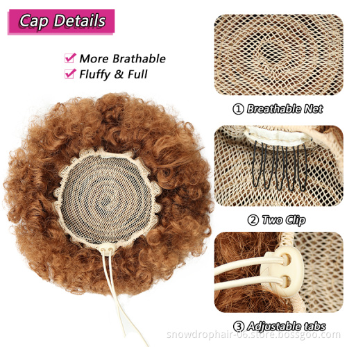 Julianna  Wrap Drawstring Hair Puff Chignon with Combs short afro kinky cheveux bun hair afro puff ponytail